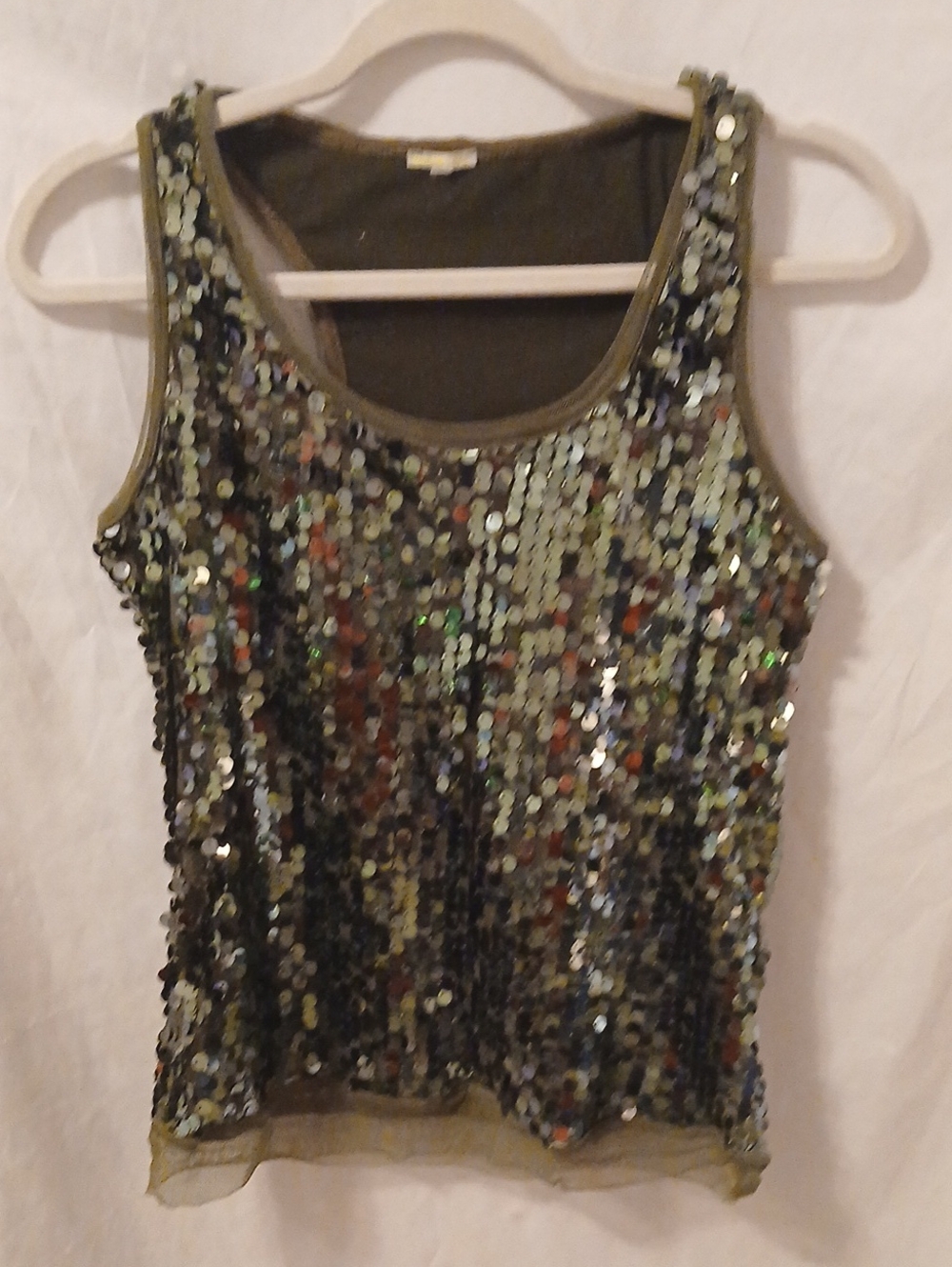 Charlotte Russe Olive Green Sequin Tank